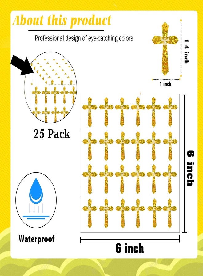 Well Tile 600 Pcs Kids Crosses Stickers Vinyl Art Decor Label Gold Jesus Christian Stickers Religious Cross Sticker Vinyl Art Decor for Church Classroom Party Favor Scrapbooking Calendars - Image 4